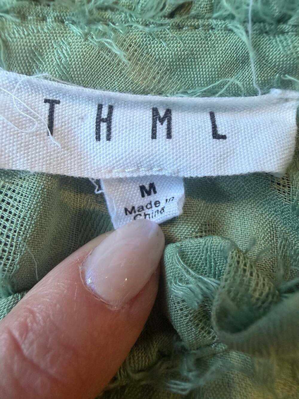 Thml Mint Green Textured Ruffle Flutter Sleeve Top M - Picture 2 of 7